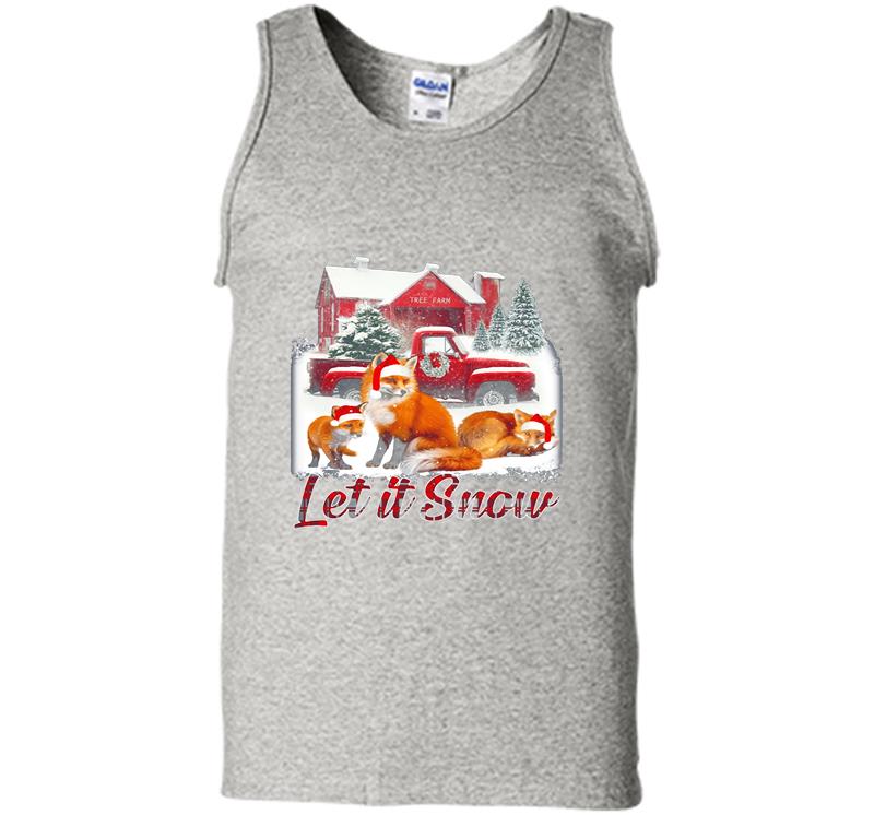 Red Foxs Let It Snow Christmas Mens Tank Top