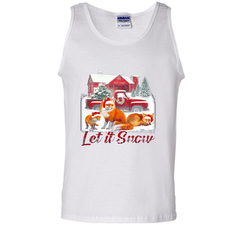 Inktee Store - Red Foxs Let It Snow Christmas Mens Tank Top Image