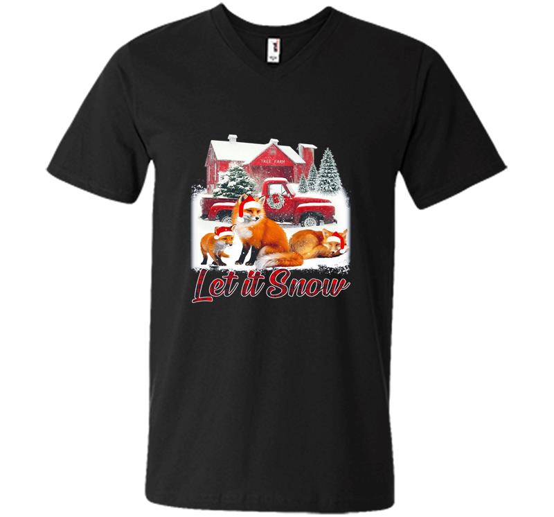 Red Foxs Let It Snow Christmas V-Neck T-Shirt
