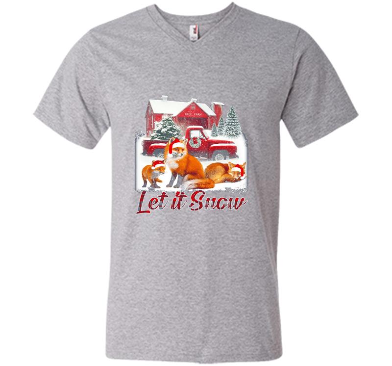 Inktee Store - Red Foxs Let It Snow Christmas V-Neck T-Shirt Image
