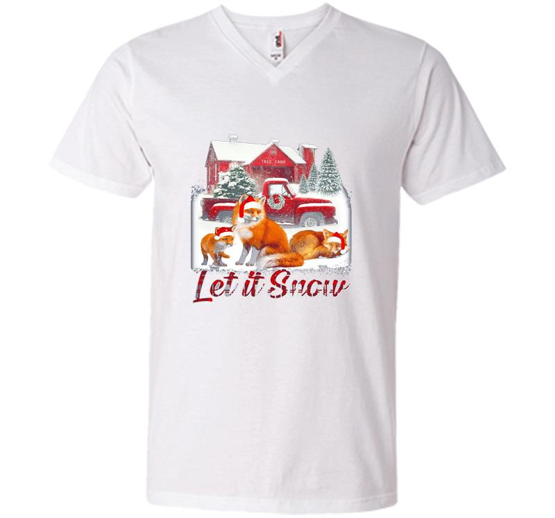 Inktee Store - Red Foxs Let It Snow Christmas V-Neck T-Shirt Image