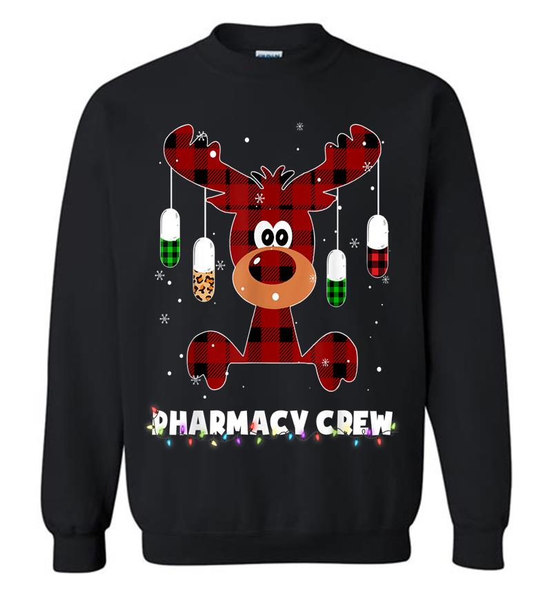 Red Plaid Reindeer Pharmacist Pharmacy Crew Christmas Gift Sweatshirt