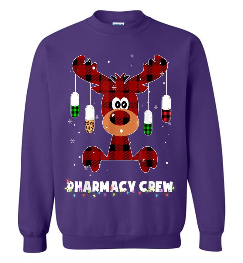 Inktee Store - Red Plaid Reindeer Pharmacist Pharmacy Crew Christmas Gift Sweatshirt Image