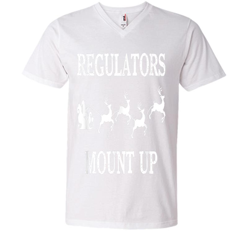 Inktee Store - Regulators Mount Up Santa Claus Drive Sleigh Reindeer V-Neck T-Shirt Image