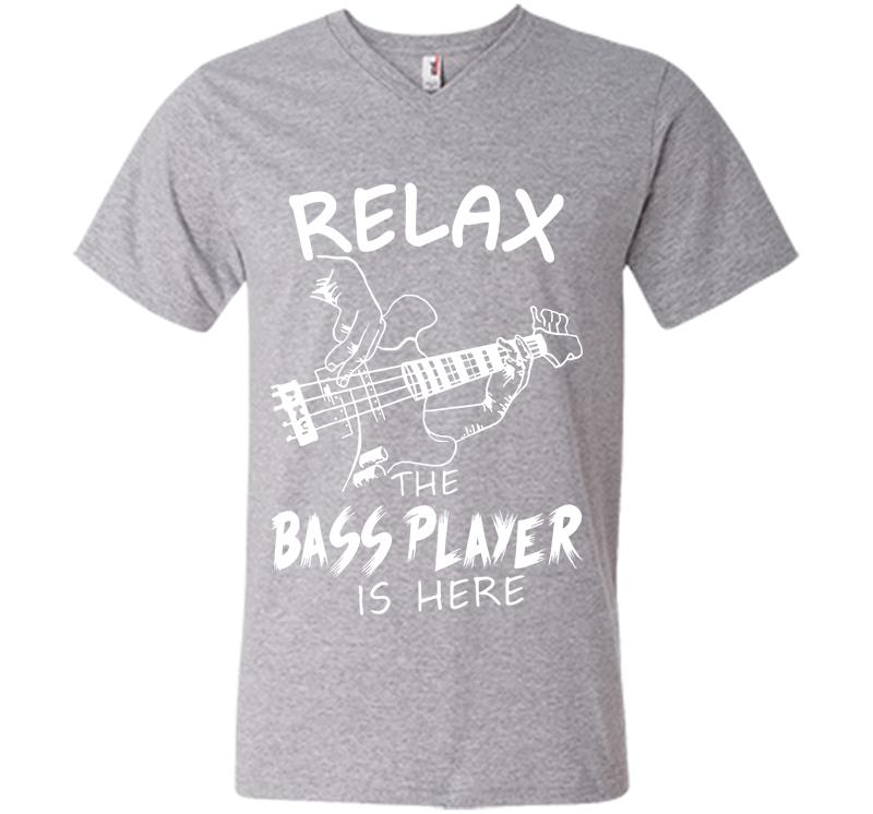 Inktee Store - Relax Guitar The Bass Player Is Here V-Neck T-Shirt Image