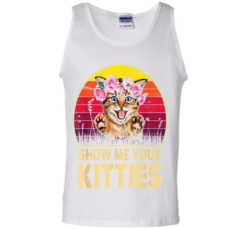 Inktee Store - Retro Vintage Show Me Your Kitties Cat Lover Mens Tank Top Image