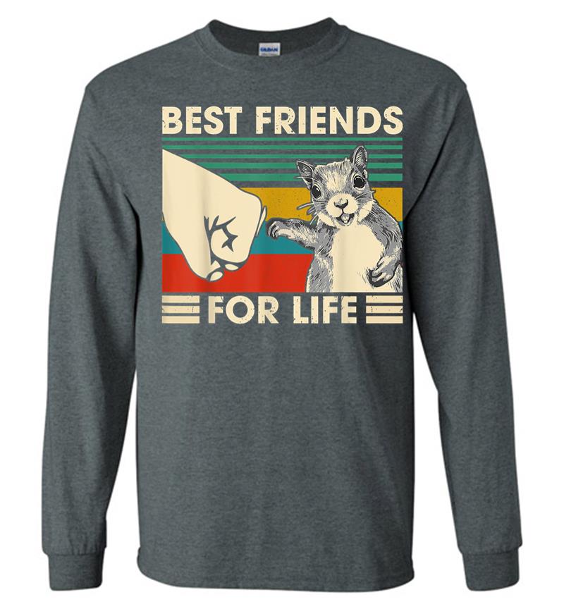 Inktee Store - Retro Vintage Squirrel Best Friend For Life Fist Bump Long Sleeve T-Shirt Image