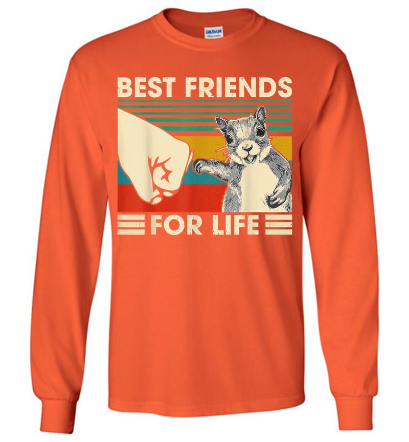 Inktee Store - Retro Vintage Squirrel Best Friend For Life Fist Bump Long Sleeve T-Shirt Image