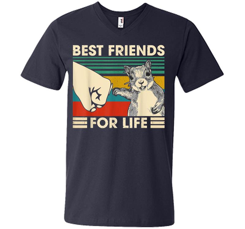 Inktee Store - Retro Vintage Squirrel Best Friend For Life Fist Bump V-Neck T-Shirt Image