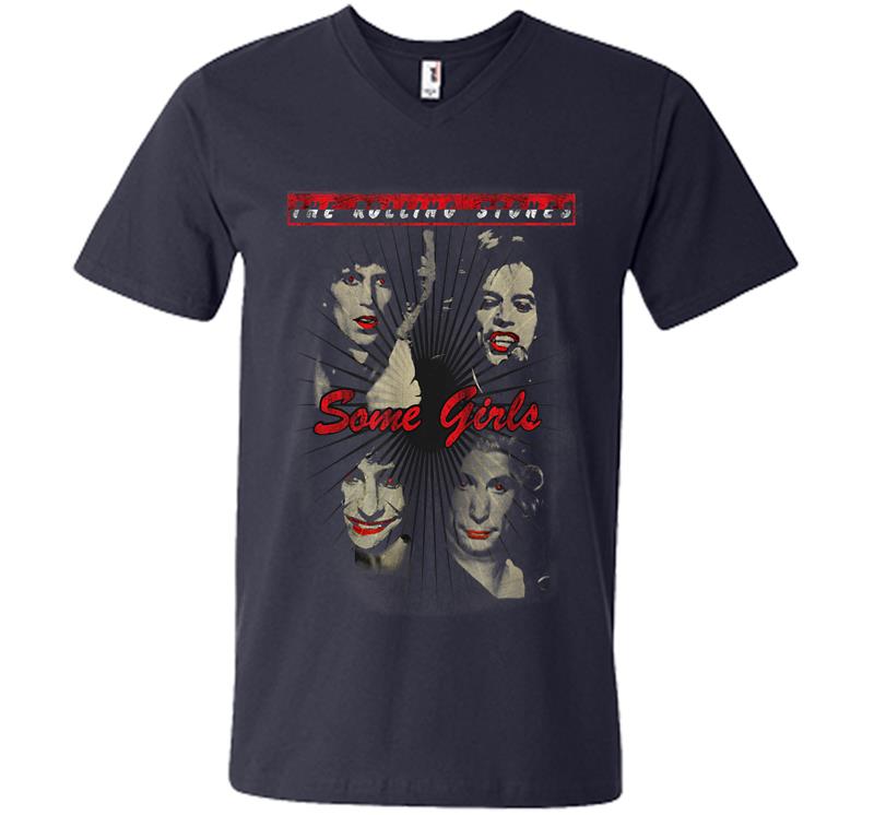 Inktee Store - Rolling Stones Official Red Lipstick Some Girls V-Neck T-Shirt Image
