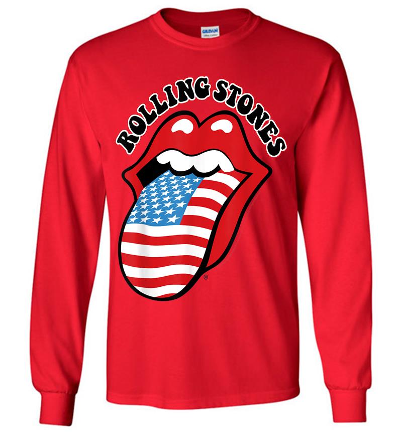 Inktee Store - Rolling Stones Official Vintage Us Tongue Long Sleeve T-Shirt Image