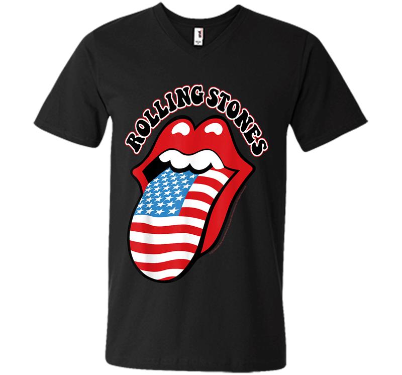 Rolling Stones Official Vintage Us Tongue V-neck T-shirt
