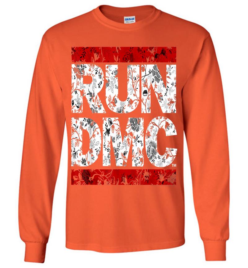 Inktee Store - Run Dmc Official Floral Red Logo Long Sleeve T-Shirt Image