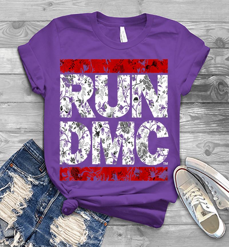Inktee Store - Run Dmc Official Floral Red Logo Mens T-Shirt Image