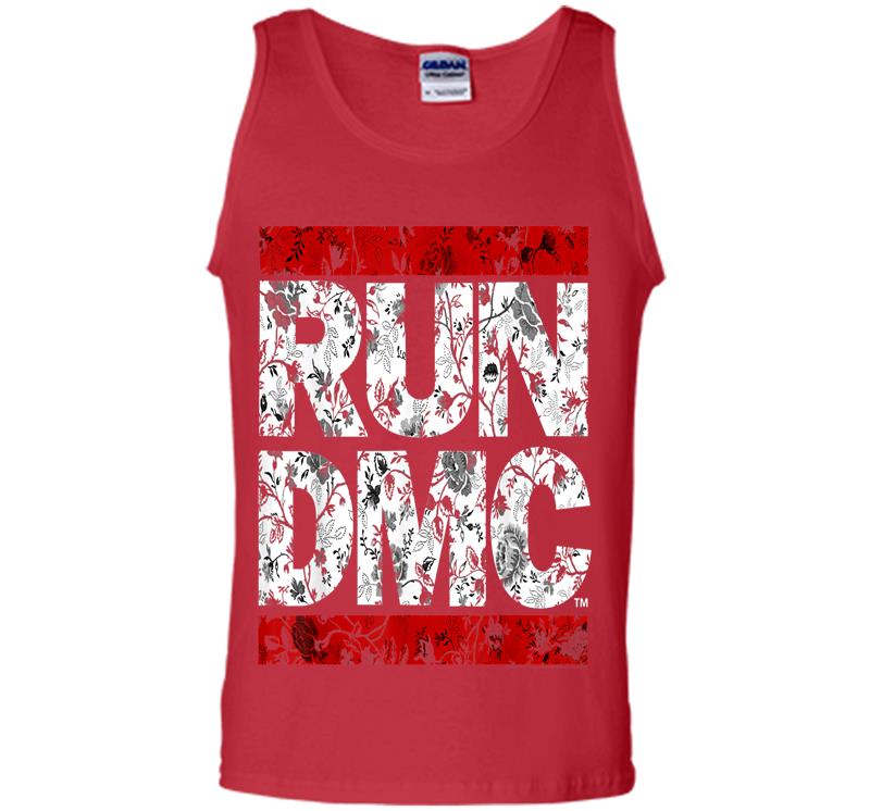 Inktee Store - Run Dmc Official Floral Red Logo Mens Tank Top Image