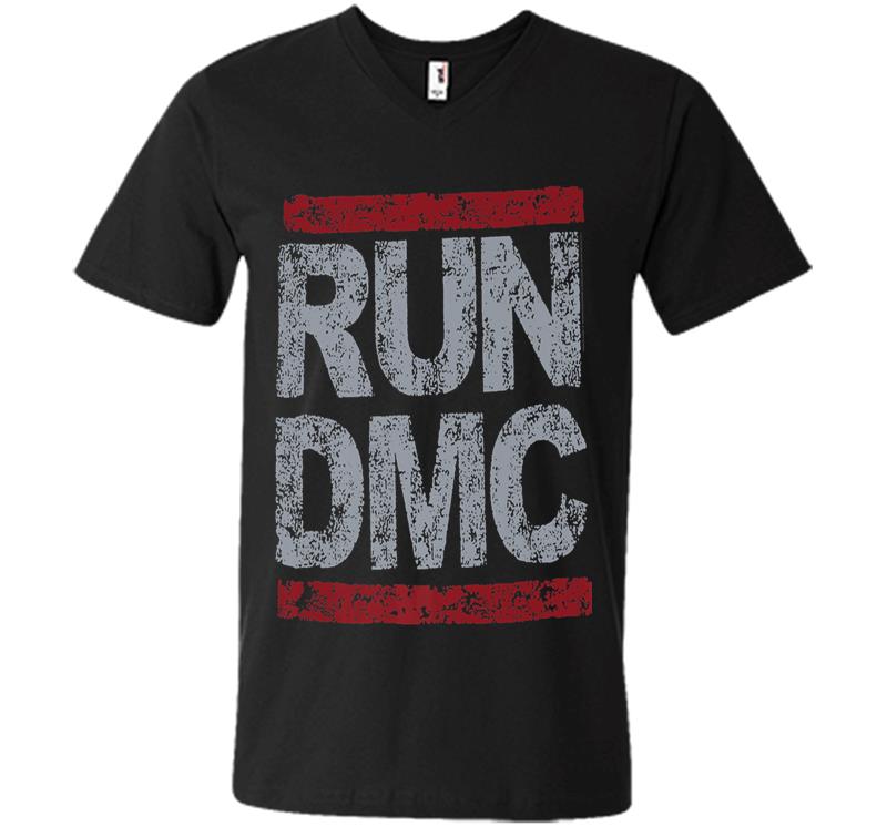 Run Dmc Official Grunge Logo Premium V-neck T-shirt
