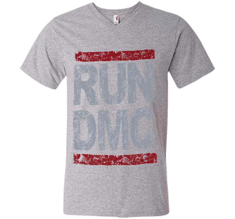 Inktee Store - Run Dmc Official Grunge Logo Premium V-Neck T-Shirt Image