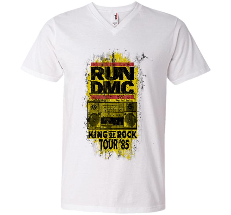 Inktee Store - Run Dmc Official King Of Rock Tour '85 V-Neck T-Shirt Image
