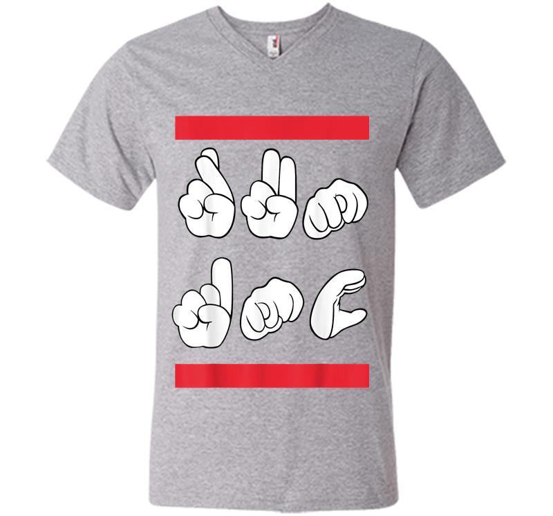 Inktee Store - Run Dmc Official Sign Language V-Neck T-Shirt Image