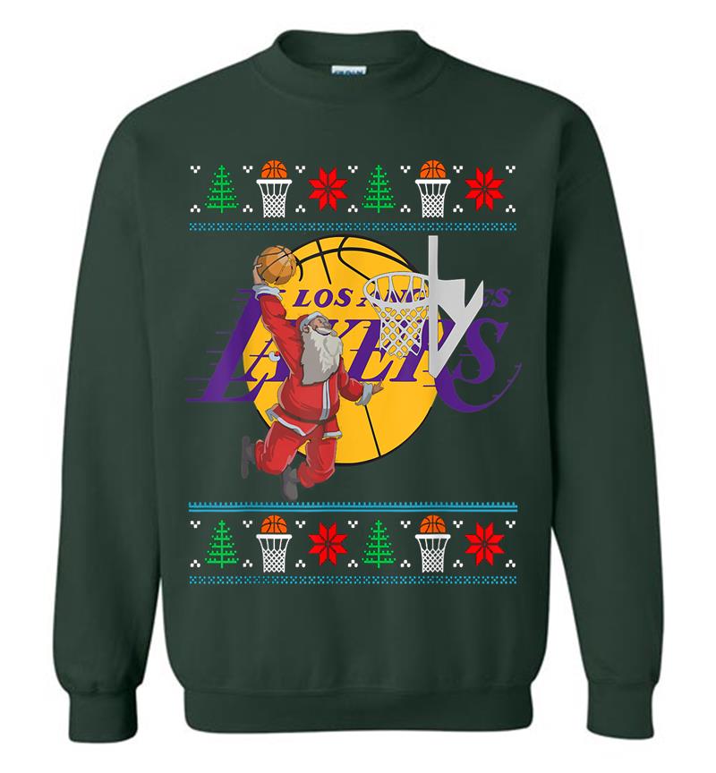 Inktee Store - Santa Ugly Christmas Basketball Los Angeles Laker Sweatshirt Image