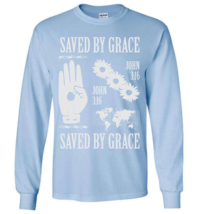 Inktee Store - Saved By Grace Long Sleeve T-Shirt Image