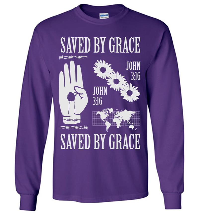Inktee Store - Saved By Grace Long Sleeve T-Shirt Image