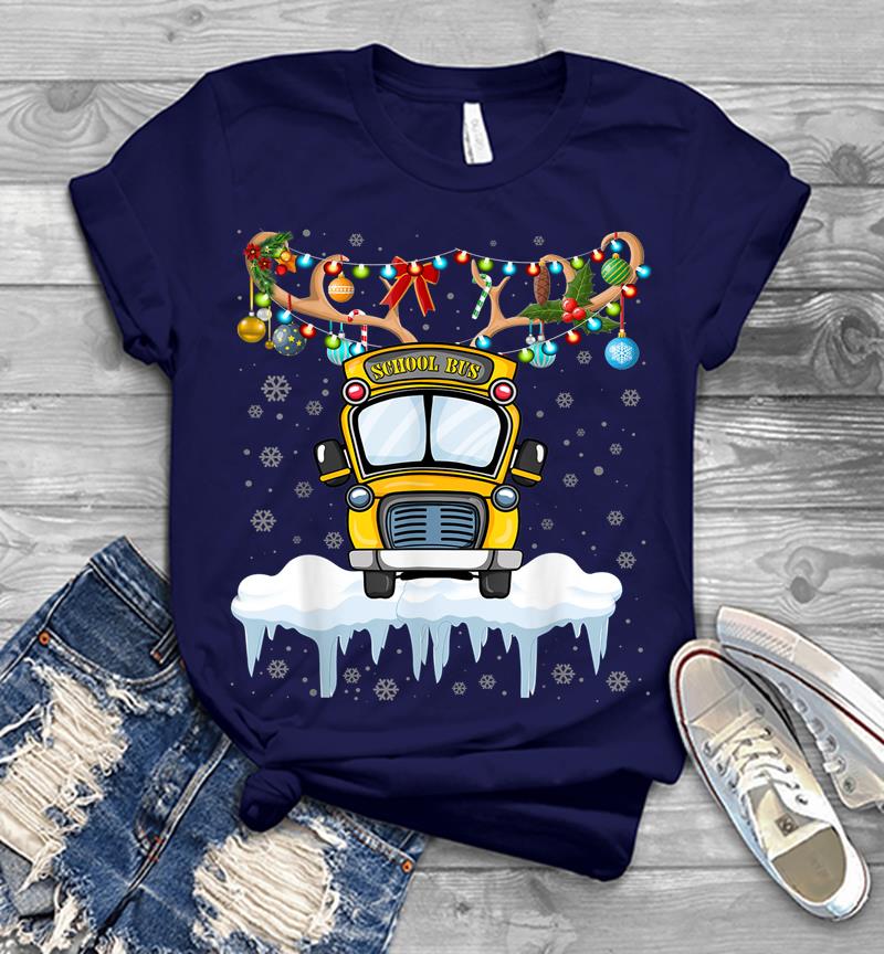 Inktee Store - School Bus Driver Christmas Lights Funny Christmas School Mens T-Shirt Image