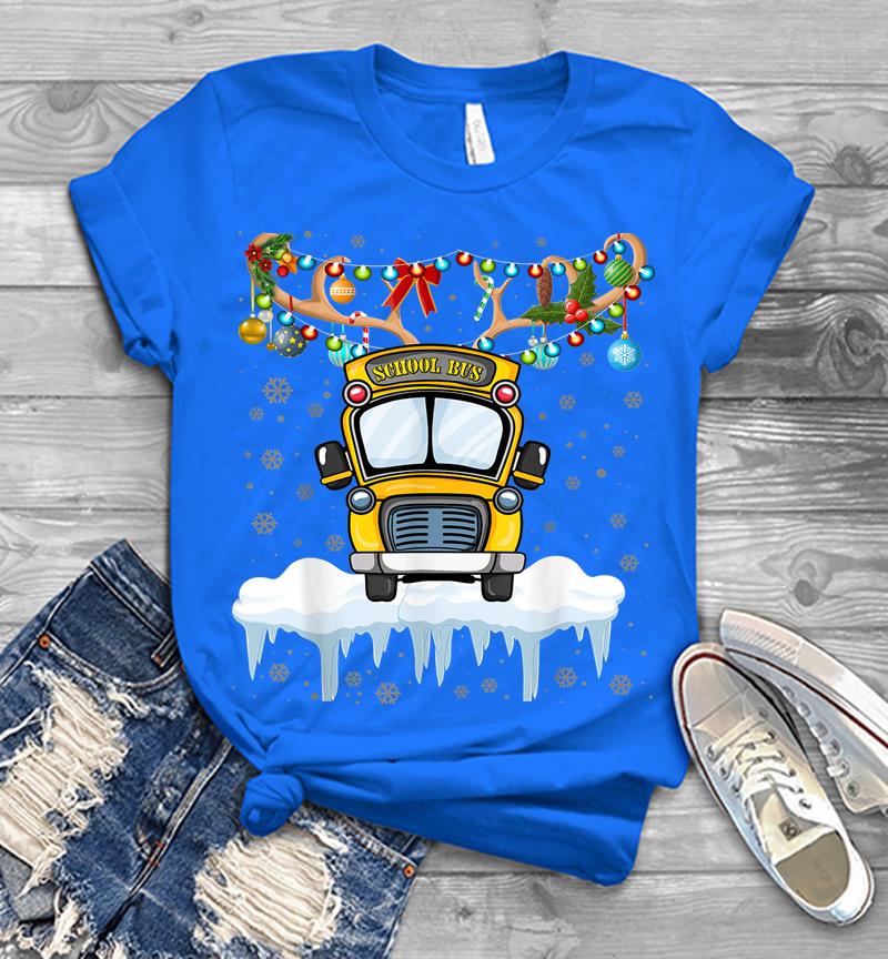 Inktee Store - School Bus Driver Christmas Lights Funny Christmas School Mens T-Shirt Image