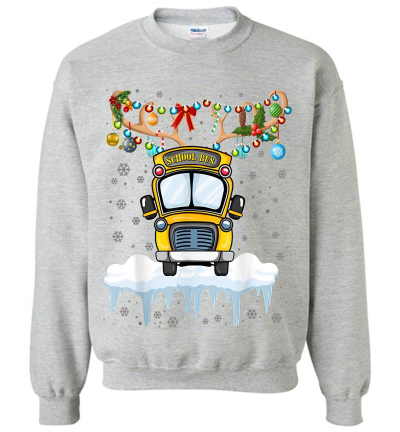 Inktee Store - School Bus Driver Christmas Lights Funny Christmas School Sweatshirt Image