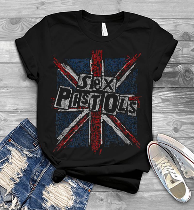 Sex Pistols Official Union Jack Words Mens T-shirt
