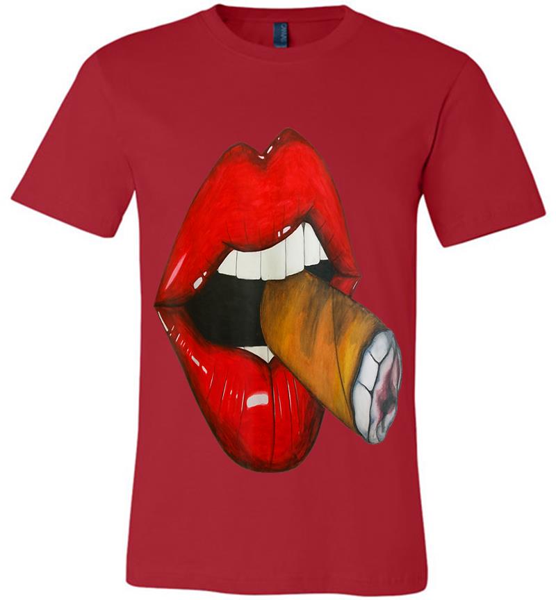 Sexy Smoke Cuban Cigar Vixen Red Lips Smoking Premium T Shirt Inktee Store