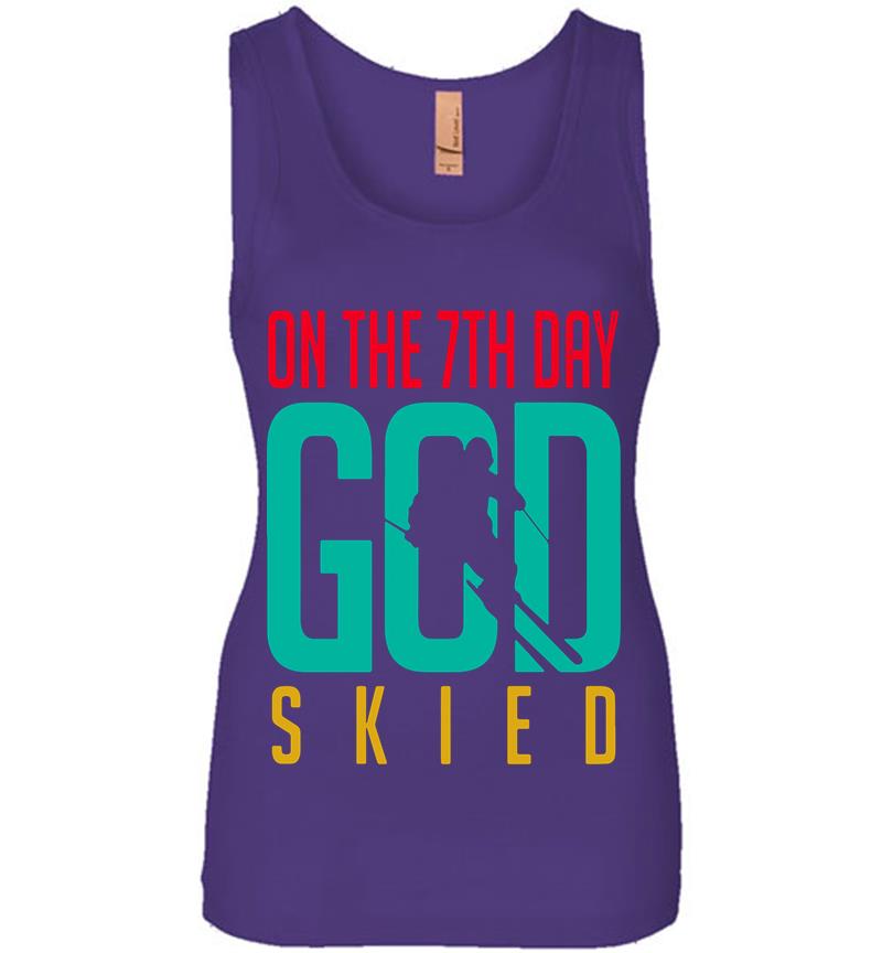 Inktee Store - Skier On The 7Th Day God Skied Womens Jersey Tank Top Image