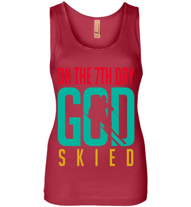 Inktee Store - Skier On The 7Th Day God Skied Womens Jersey Tank Top Image