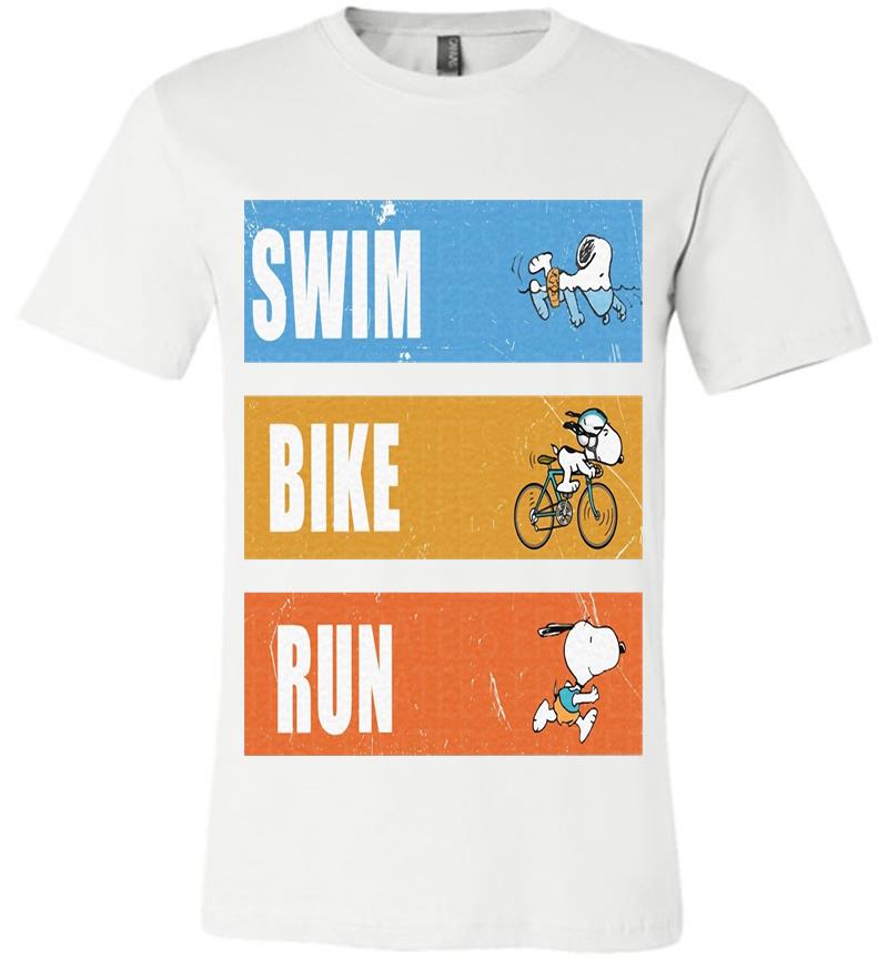 Snoopy Ironman Triathlon Swim Bike And Run Premium T-shirt - Inktee Store