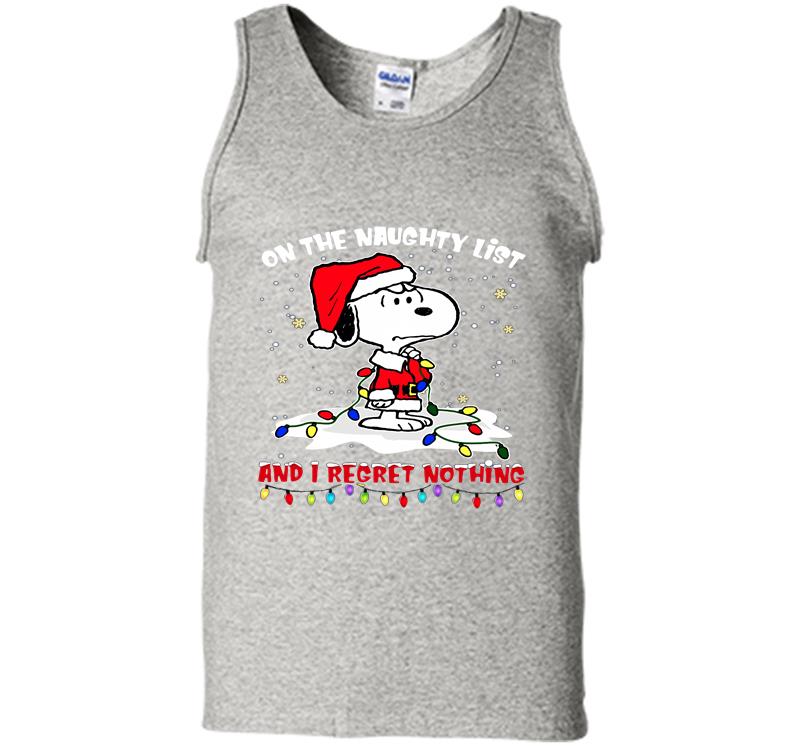 Snoopy Santa On The Naughty List And I Regret Nothing Christmas Mens Tank Top