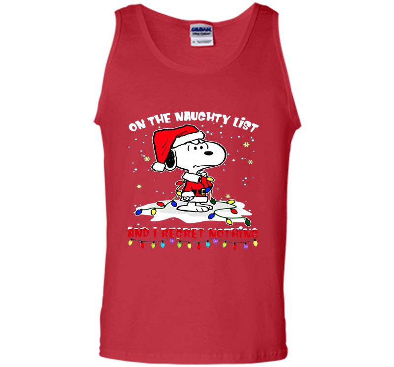 Inktee Store - Snoopy Santa On The Naughty List And I Regret Nothing Christmas Mens Tank Top Image