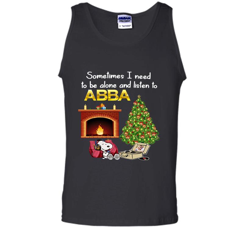 Inktee Store - Snoopy Sometimes I Need To Be Alone And Listen To Abba Christmas Mens Tank Top Image