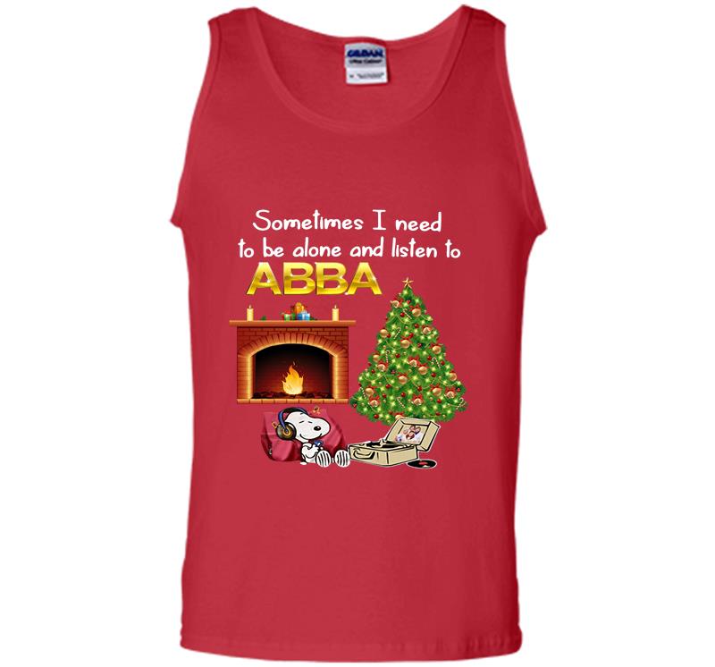 Inktee Store - Snoopy Sometimes I Need To Be Alone And Listen To Abba Christmas Mens Tank Top Image