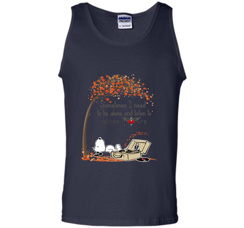 Inktee Store - Snoopy Sometimes I Need To Be Alone And Listen To Bon Jovi Mens Tank Top Image