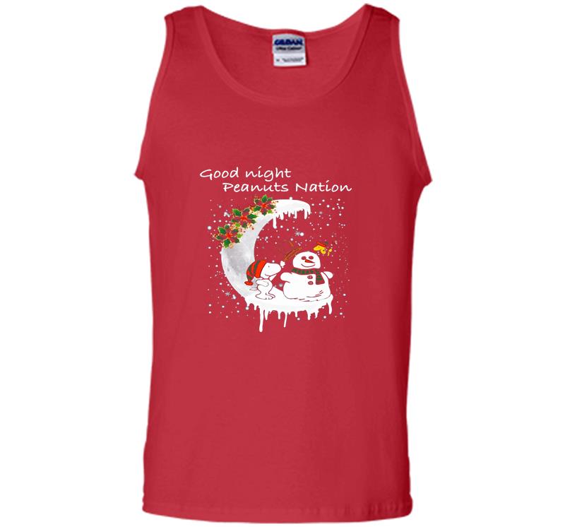 Inktee Store - Snoopy And Snowman Good Night Peanuts Nation Christmas Mens Tank Top Image