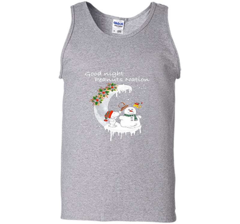 Inktee Store - Snoopy And Snowman Good Night Peanuts Nation Christmas Mens Tank Top Image
