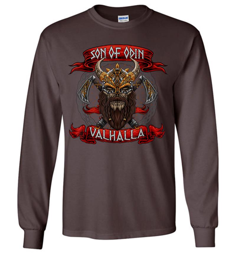 Inktee Store - Son Of Odin - Valhalla - Viking Warrior - Norse Mythology Long Sleeve T-Shirt Image