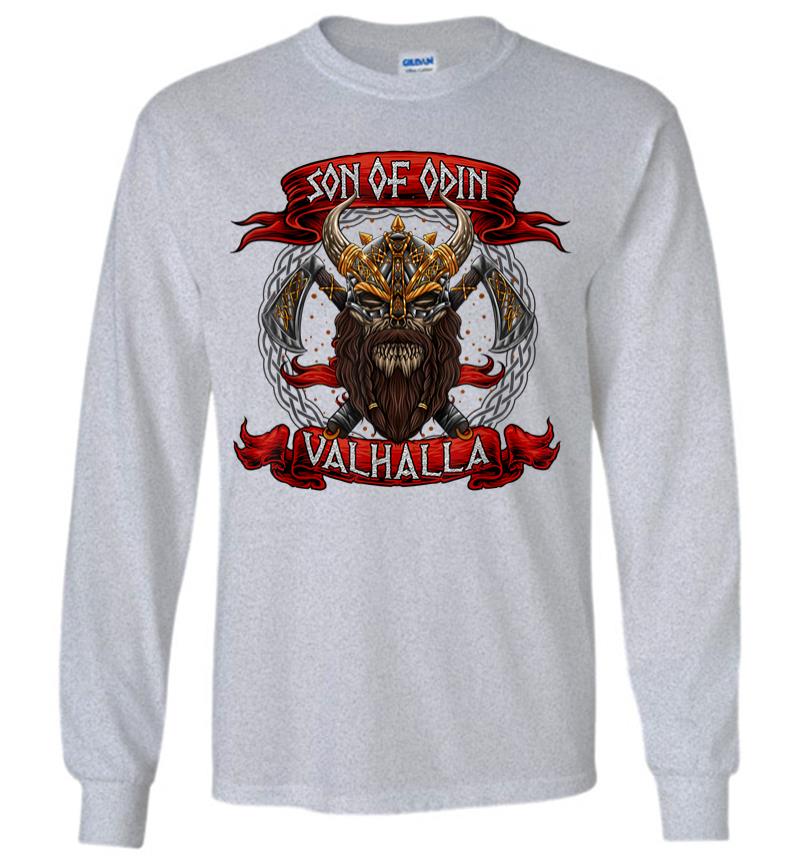 Inktee Store - Son Of Odin - Valhalla - Viking Warrior - Norse Mythology Long Sleeve T-Shirt Image