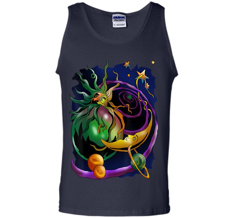 Inktee Store - Space Sun Moon Star Psychedelic Hippie Art Perfect Idea Mens Tank Top Image