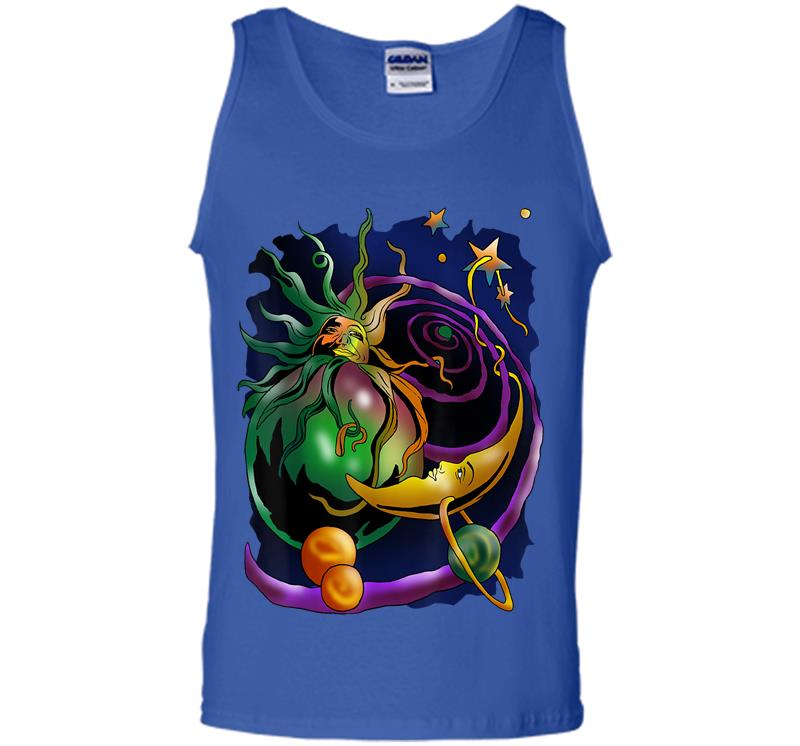 Inktee Store - Space Sun Moon Star Psychedelic Hippie Art Perfect Idea Mens Tank Top Image
