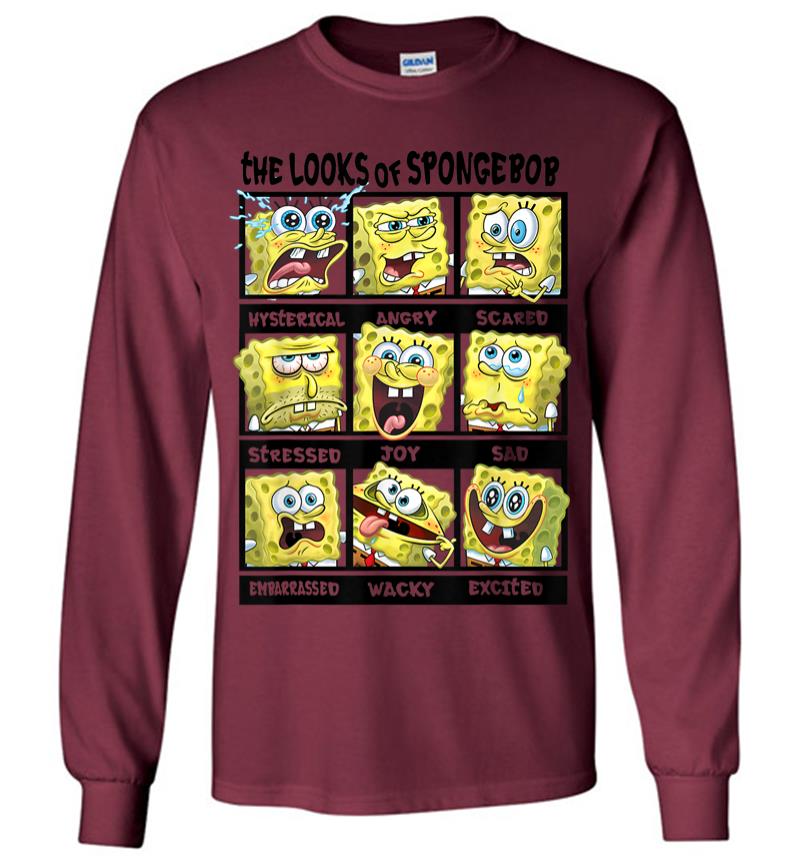 Inktee Store - Spongebob Squarepants Multiple Looks Emotions Long Sleeve T-Shirt Image