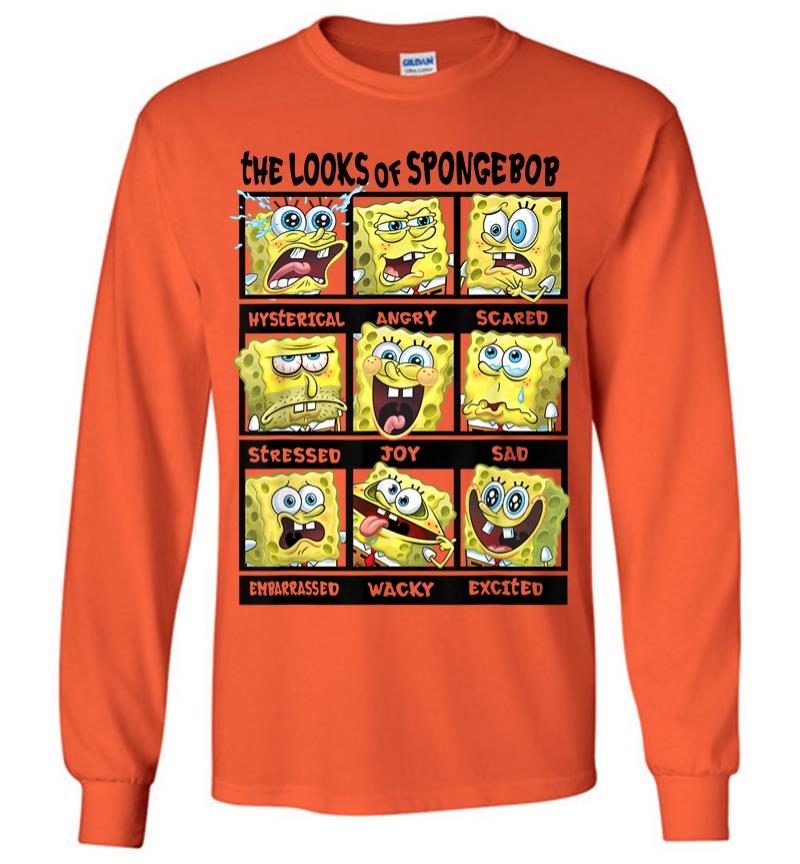 Inktee Store - Spongebob Squarepants Multiple Looks Emotions Long Sleeve T-Shirt Image