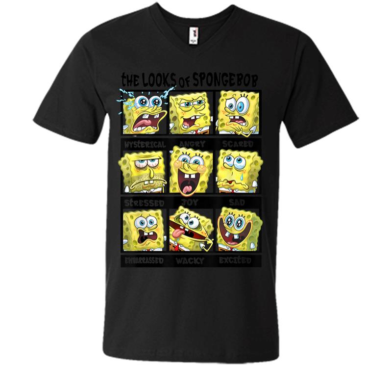 Spongebob SquarePants Multiple Looks Emotions V-neck T-shirt
