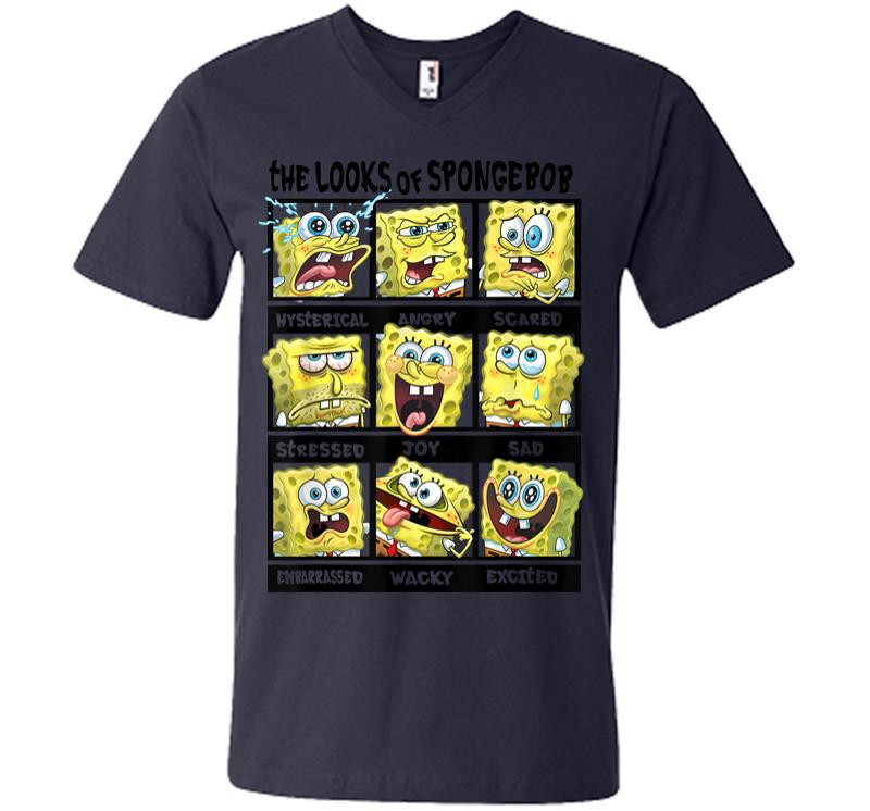 Inktee Store - Spongebob Squarepants Multiple Looks Emotions V-Neck T-Shirt Image