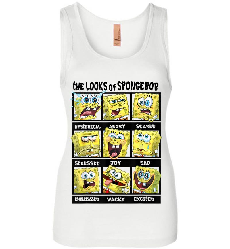 Inktee Store - Spongebob Squarepants Multiple Looks Emotions Women Jersey Tank Top Image